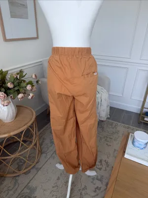 Rip Curl South Bay Cargo Pants Cotton Poplin Drawstring Utility Tan L thumbnail 11
