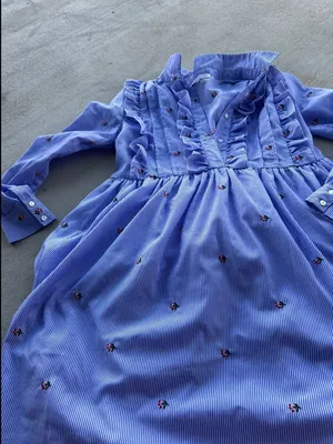 English Factory Striped Floral Ruffle Mini Dress Size M thumbnail 5