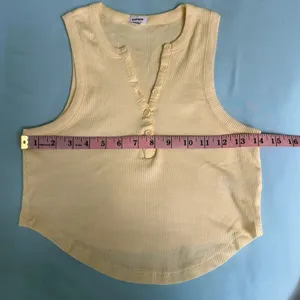 Garage butter yellow ribbed knit Henley tank top thumbnail 5