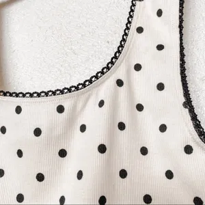 Topshop Polka Dot Picot Crop Top Cream Size 8 thumbnail 5