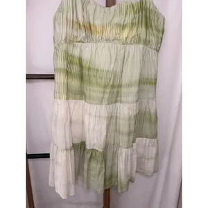 Express Green Tie Dye Ikat Tiered Linen Blend Mini Dress Womens Medium Boho thumbnail 3