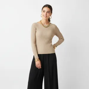 Boden Tan Ribbed Knit Long Sleeve Vintage Sweater Top S thumbnail 6