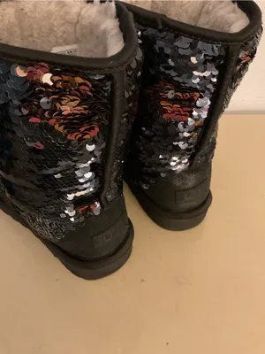 UGG women Black blue sparkle Sequin Classic Short Boots US 9 thumbnail 7