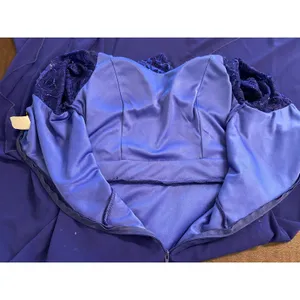 Vintage Y2K Yabes USA Royal Blue Sequin‎ Lace Formal Dress Chiffon (S) Prom Gala thumbnail 5