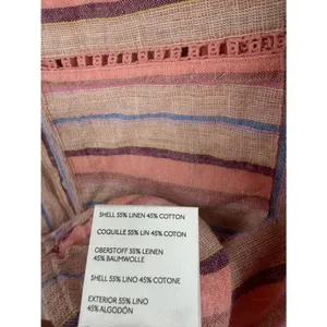 Anthropologie Maeve Lida linen blend pink striped 1/4 button blouse women’s S thumbnail 4