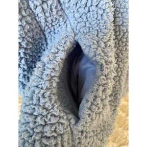 Aerie Blue Sherpa Pullover Polo Fleece Lounge Quarter Zip Y2K Cozycore Plush Ski thumbnail 5
