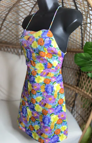 Zara multicolored floral print mini dress size medium Dress thumbnail 6