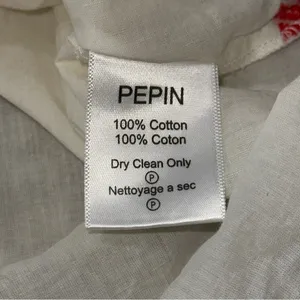 Anthropologie Pepin Women’s Size M White Red Blue Embroidered Cotton V-Neck Top thumbnail 9