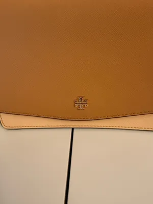 Tory Burch Two-Tone Tan Leather Crossbody with Gold Chain thumbnail 4