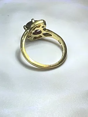 Vintage 80s Gold Plated Faux Ruby Bypass Cocktail Ring Size 5.75 thumbnail 7