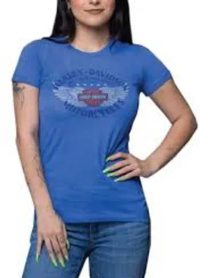 Harley‑Davidson Royal Blue Short Sleeve Tee with Winged Logo 1059 thumbnail 1