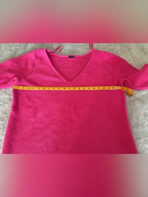 Women’s Long Sleeve V-Neck Pink Sweater Size Large 100% Cotton thumbnail 2
