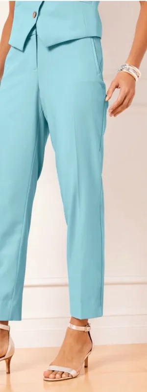 Talbots City Twill Ankle Pants Size 8 Light Blue Straight Leg Fully Lined thumbnail 1