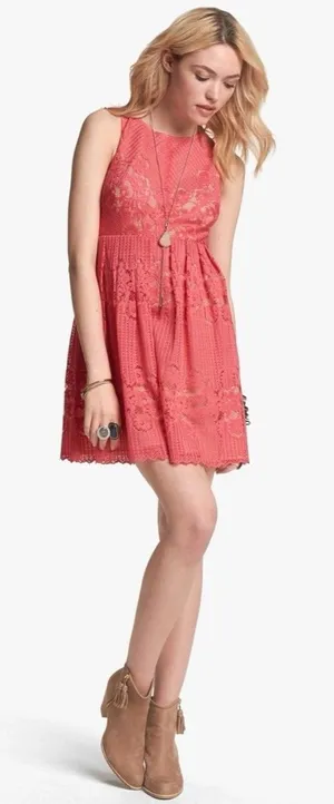 Free People Rocco Lace Mini Dress Size 8 Open Back thumbnail 1