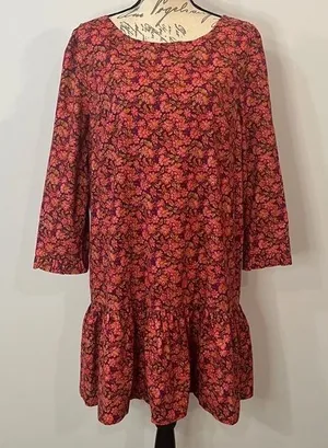 NWT Free People ‘The Avenue’ floral stretch cotton scoop back mini dress XL thumbnail 1