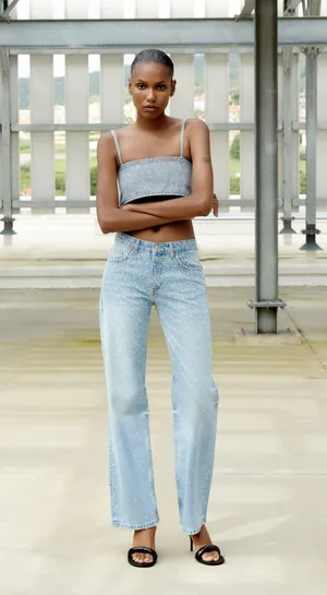 Zara NWT TRF Pearl Wide Leg Jeans thumbnail 7