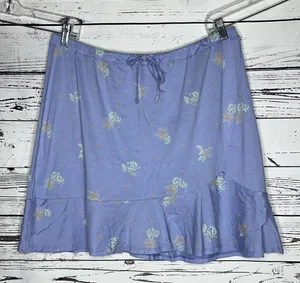 Patagonia XL Purple - Blue Floral Print Ruffle Flounce Hem Alpine Valley Skirt thumbnail 1