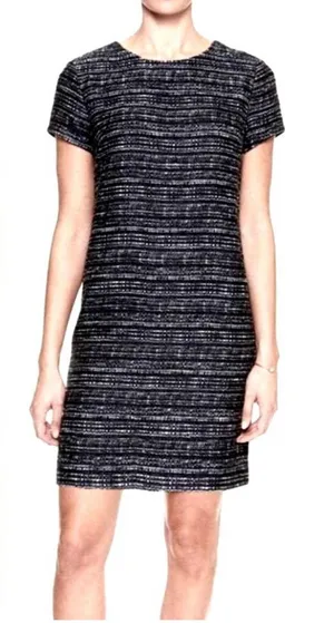 Banana Republic Black and White Textured Mini Dress thumbnail 1