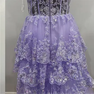Sherri Hill 55500 Lilac Purple Tiered Ruffle Prom Gown sz 8 thumbnail 7
