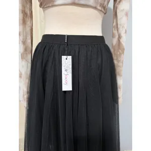 Fairy Black Tulle Mesh Handkerchief Hem Midi Skirt Medium Whimsigoth Punk Witchy thumbnail 12