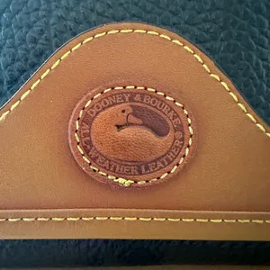 Vintage Dooney & Bourke Black & Brown Fold Over Leather Crossbody Shoulder Bag thumbnail 2