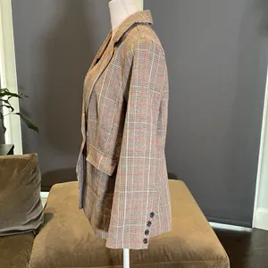 Women’s Oversized Casual Notched Lapel Jacket One Button Plaid Size M NWT thumbnail 4