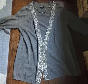 Gray sparkly cardigan size large by Apt9 . Longer style with short sleev… thumbnail 1