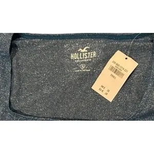 Hollister Crop Top Womens Small Blue New Glitter Square Neck Long Sleeve Corset thumbnail 3