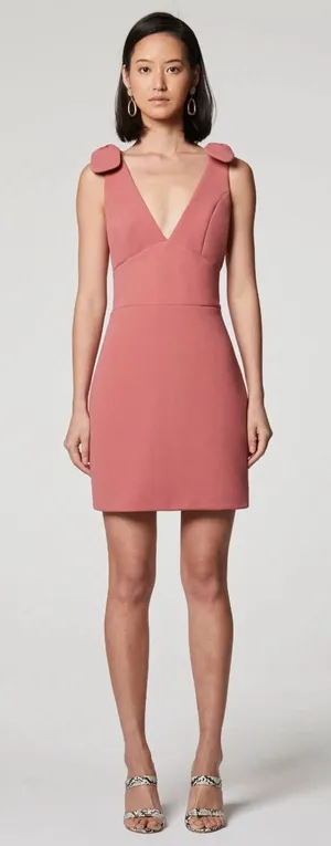 Elliatt Aster Dress Rosewood Pink Bow Shoulder Cocktail Mini Dress Sz M Modern thumbnail 1