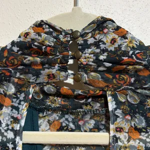 Free People All Dolled Up Mesh Long Sleeve Cropped Floral Top Blouse Green Small thumbnail 12