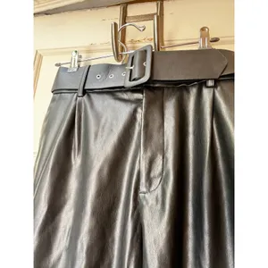 Zara Faux Leather Pants Sz M Black Belted Sophisticated Party Date Night Club thumbnail 7