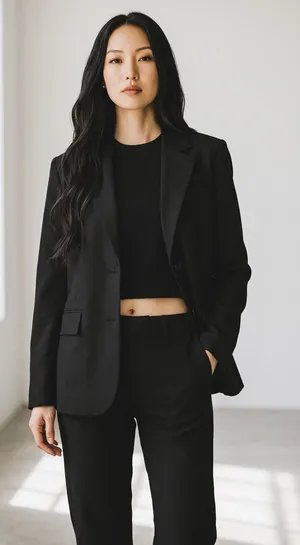 Anne Klein Blazer 6 Black Two Button Blazer Professional Business Jacket Notched thumbnail 1