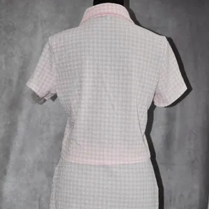 Ultra Flirt Two Piece Set Juniors Size L Plaid Pink Short Sleeve Button Down NWT thumbnail 2