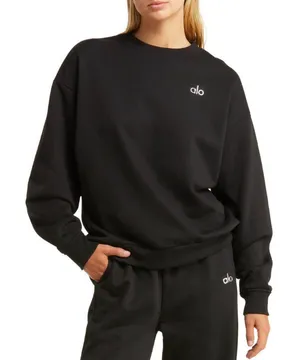 Alo Yoga Accolade Crew Neck Pullover Black S thumbnail 1