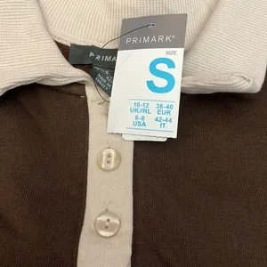 NWT Brown with Tan & Cream Long Sleeve Collar Pullover Sweatshirt Small thumbnail 10