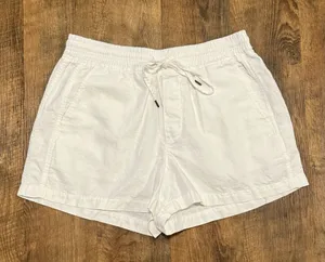 GAP Womens Linen Cotton Blend Shorts Sz Medium White Relaxed Stretch Waist thumbnail 1