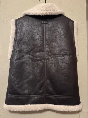 Offline by Aerie Faux Leather Shearling Vest Medium thumbnail 3