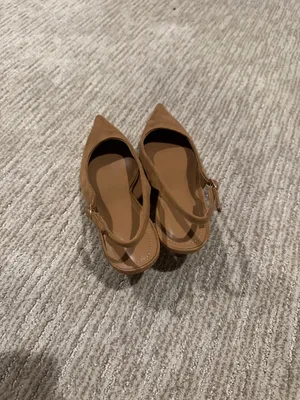 JustFab Mila Pointed Toe Slingback Heels in Camel thumbnail 3