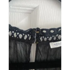 Rebecca Minkoff Cold Shoulder Crochet Lace Blouse Womens Size M Black Boho Sheer thumbnail 6