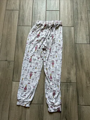 Women’s White Wine Bottle Print Lounge pants Size M thumbnail 3