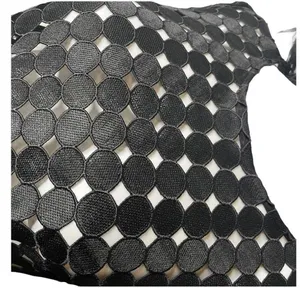 ALEXIS Black Geometric Circle Cut Out Crop Top Size L Avant Garde See Through thumbnail 3