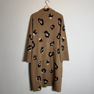 J. Crew Ella Leopard Open-Front Long Sweater-Blazer Women's Medium Brown Wool thumbnail 5