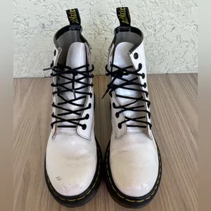 Dr. Martens White and Black Lace-Up Boots thumbnail 3