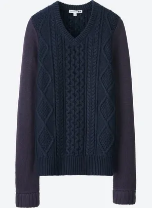 Uniqlo JW Anderson Sweater Women’s Large Blue Purple Cable Knit thumbnail 1