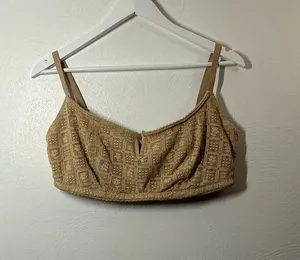 Aerie Beige Textured Lace Bralette Size XL thumbnail 1