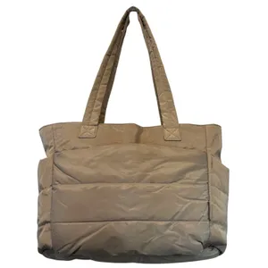 BAGSMART Quilted Puffy Tote Bag Taupe Laptop Travel Work Gym Carry On thumbnail 12