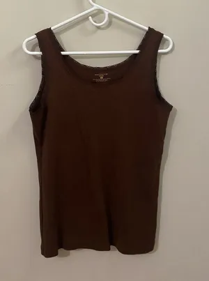 Jones New York Brown Lace-Trim Tank thumbnail 1