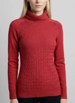 Smartwool Dacono Ski Sweater Cable Knit Turtleneck Women‎ Size S Red Merino Wool thumbnail 1