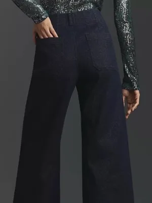 Anthropologie NWOT The Maeve Colette Sparkle High-Rise Wide-Leg Cropped Jeans thumbnail 11