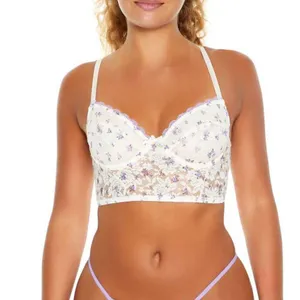 Forever 21 Ditsy Floral Lace Underwire Bra Small White & Purple NEW thumbnail 9